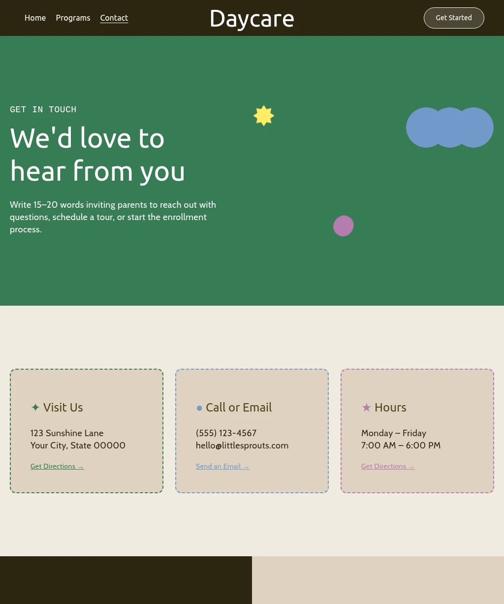 Childcare page