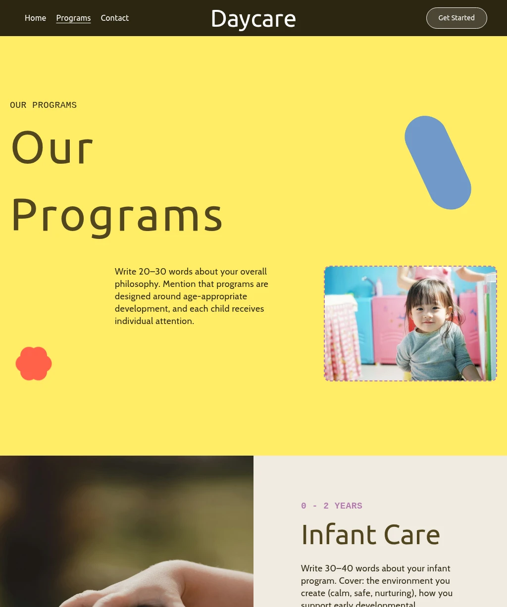 Childcare page